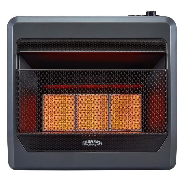 Bluegrass Living Propane Gas Vent Free Infrared Gas Space Heater With Blower and Base Feet – 28,000 BTU, T-Stat Control – Model# B28TPIR-BB