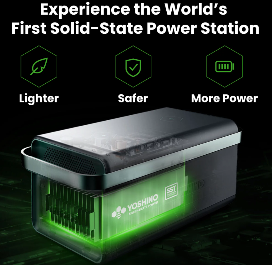 Yoshino B4000 SST New Solid-State Portable Power Station 2,611Wh, 4,000W Continuous6,000W Peak Solar Optional Generator,UPS Backup Battery