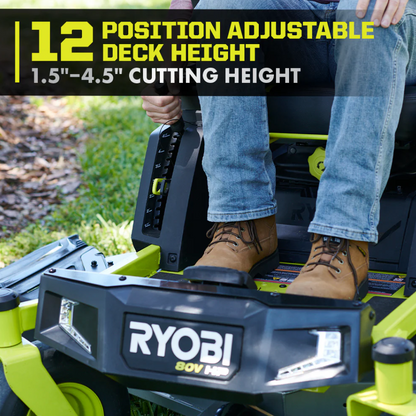 RYOBI 80V HP Brushless 54 in. Battery Electric Cordless Zero Turn Mower &amp; Mulch Kit