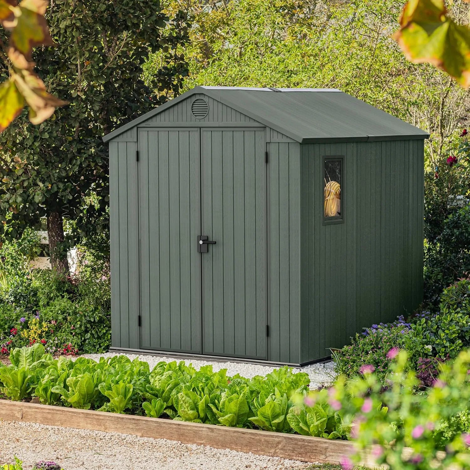 6×8 Darwin Heavy Duty Plastic Garden Shed – Green